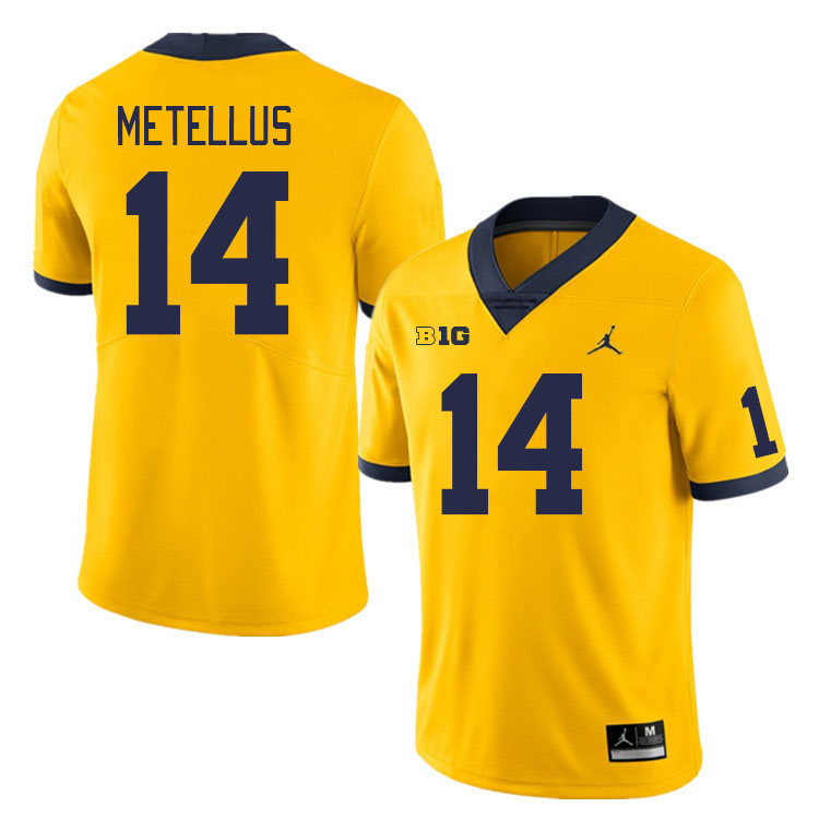 Michigan Wolverines #14 Josh Metellus College Football Jerseys Stitched Sale-Maize